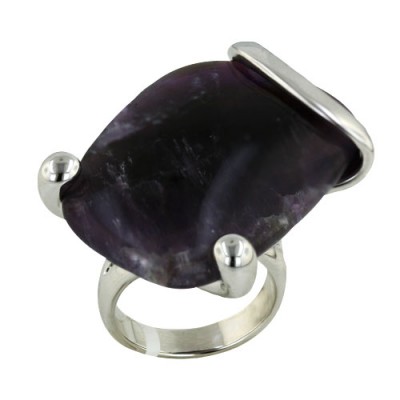 Brass Ring Amethyest Irregular Stone
