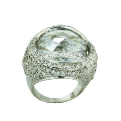 Brass Ring Chess Cut Ctr+Clr Cz Around