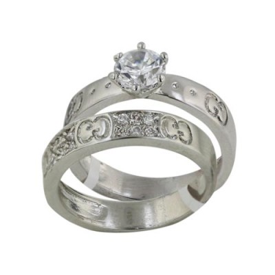 Brass Ring Engment (2Pcs Sets) 6Mm Cl Cz Solitaire
