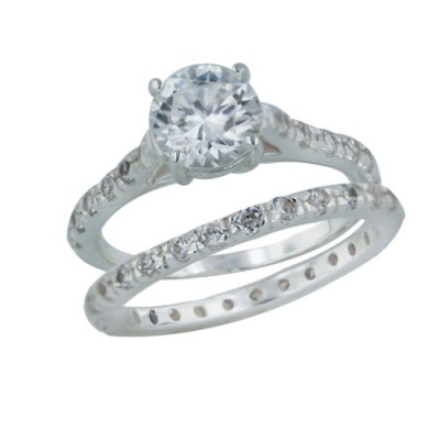 Brass Ring Engment 7Mm Round Cl Cz Solitaire(2Pcs
