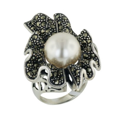 Brass Ring W/ Faux Pearl W/ Full Ribbon