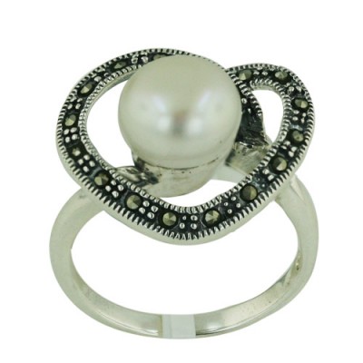 Brass Ring W/10Mm Fresh Water Pearl And Open Ms He
