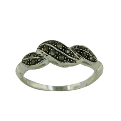 Brass Ring Twisted Plain Marcasite