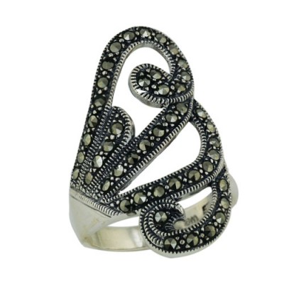 Marcasite Ring Wavy Top+Bottom
