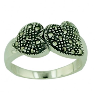 Marcasite Ring 20X10mm Oppositive Heart
