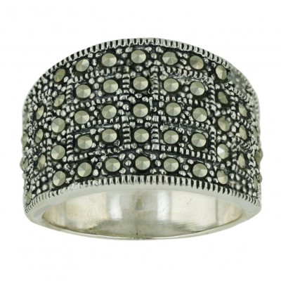 Marcasite Ring Pave Marcasite Concave - 8