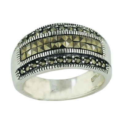 Marcasite Ring Horizontal Square Cut Marcasite Row Ctr