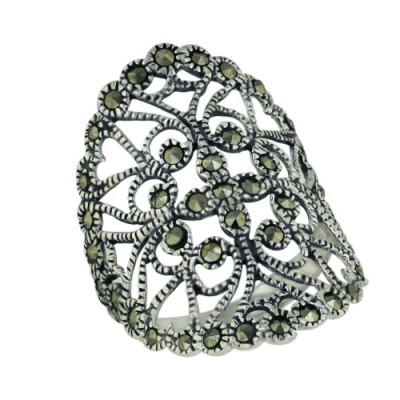 Marcasite Ring Open Filigree