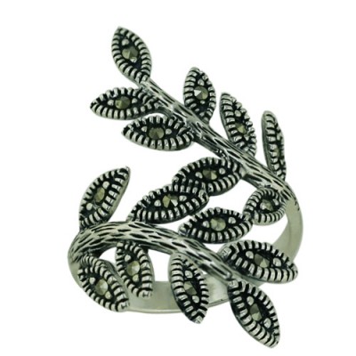 Marcasite Ring Opposite Marcasite Leaf