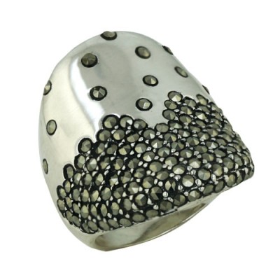Marcasite Ring Marcasite Snow Drops 27mm Width Concave
