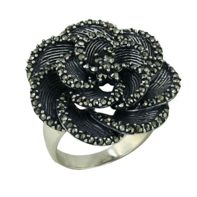 Marcasite Ring Marcasite Line Texture Petals Layers Flowe