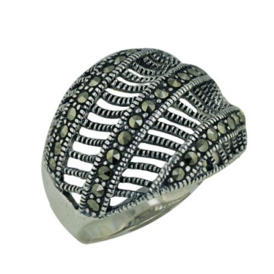 Marcasite Ring with Diagnal Design