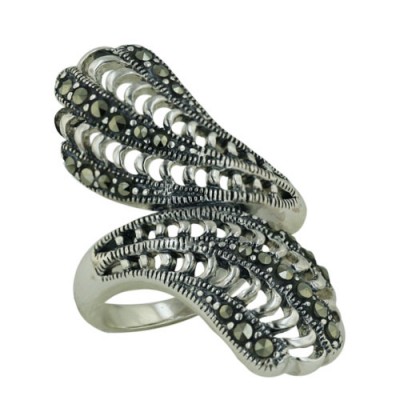Marcasite Ring with Duel Leaves