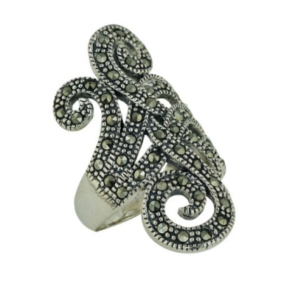 Marcasite Ring with Criss Ross Swirls