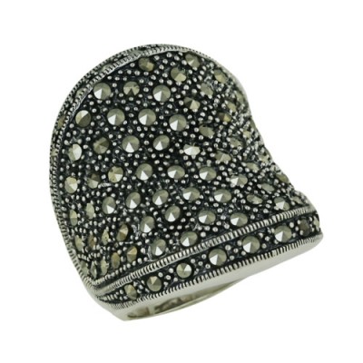 Marcasite Ring Wide Band with Marcasite