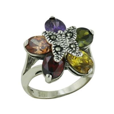 Marcasite Ring Star with Marcasite Center -2M-2135Mc & 6M-1709Mc-