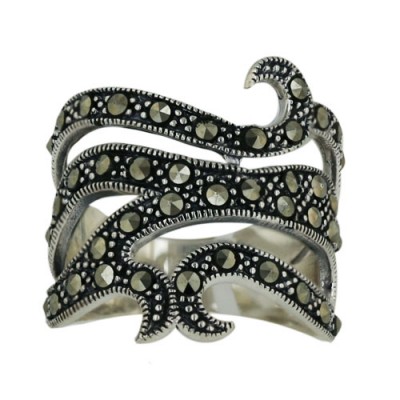 Marcasite Ring with Swirl Lines of Marcasite
