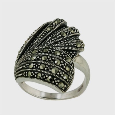 Marcasite Ring Puffy Abstract Shape