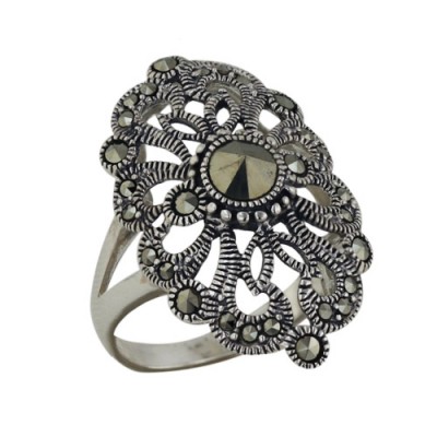 Marcasite Ring 18X29mm Oval Filgree