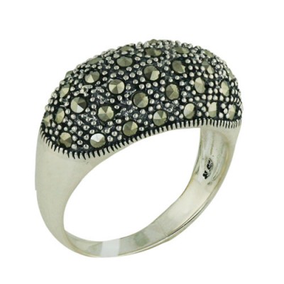 Marcasite Ring Puffy Oval Center