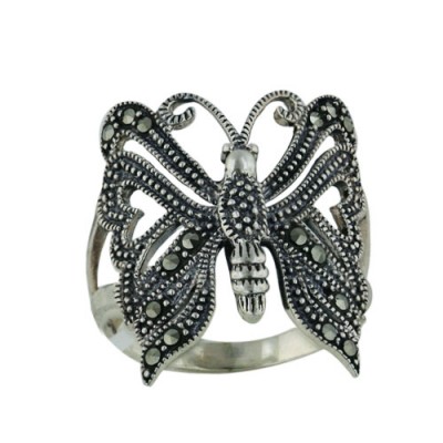 Marcasite Ring Butterfly with Marcasite on Wing Tip