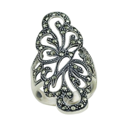 Marcasite Ring Marcasite Hollow Curl Pattern