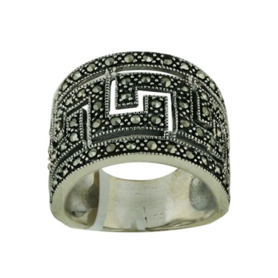 MS Ring Marcasite Greek Pattern
