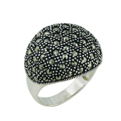 Marcasite Ring Marcasite Paved Puffy Oval
