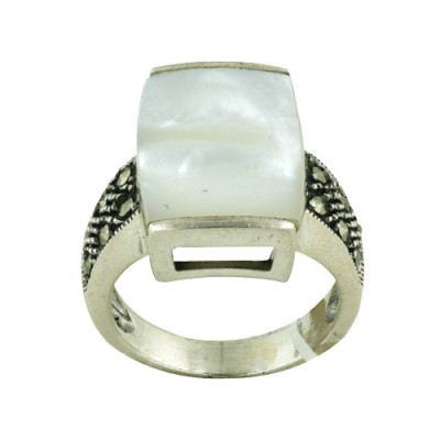 MS Ring 12X14.5Mm Mop Center Marcasite On Band