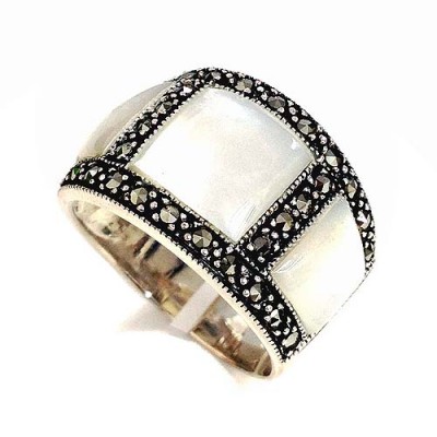 MS Ring Marcasite Form "Ii' Mop In Between