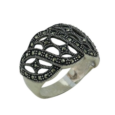 MS Ring Marcasite Wave Pattern