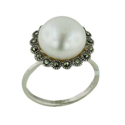 MS Ring 11.5Mm Fwp Marcasite Surrounding