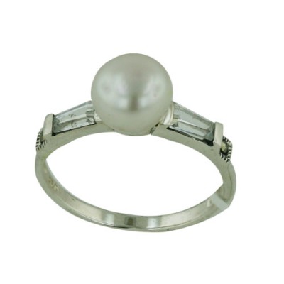 MS Ring 8Mm Potato Fwp W/2 Cl Trapezoid Cz