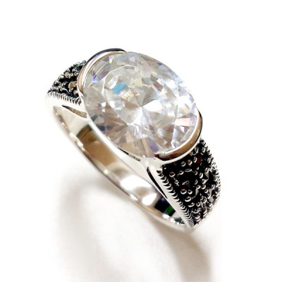 MS Ring Clear Cz Oval