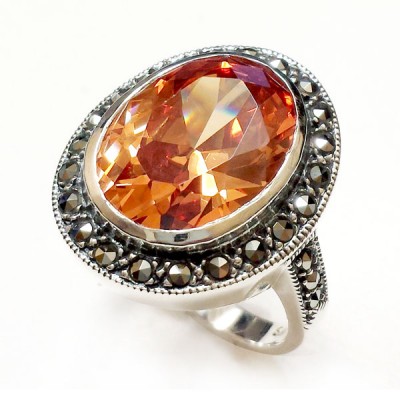 MS Ring Oval Wrap Ch Cz 12X16 Mm