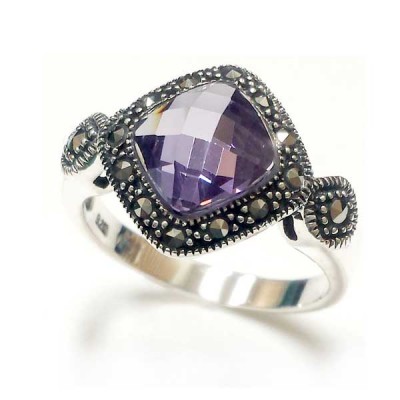 MS Ring 9 Mm Cushion Chess Cut Am Cz