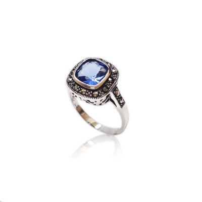 MS Ring Bezel Square Tanzanite W/ Ms Around