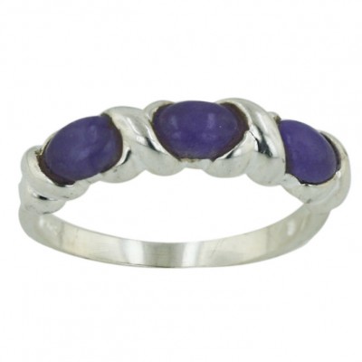 Sterling Silver Ring Purple Jade 3 Pcs Xx