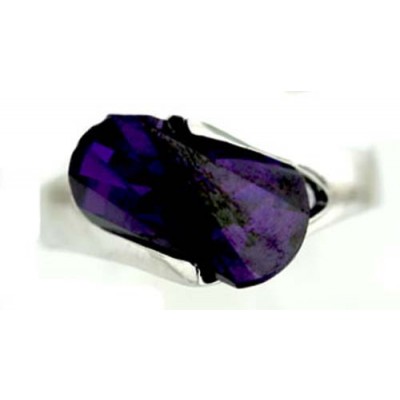 Sterling Silver Ring Amethyst Cubic Zirconia Tl Angle Stone