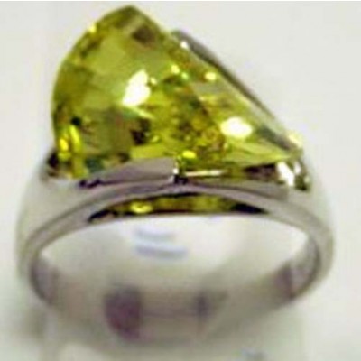 Sterling Silver Ring Apple Green Cubic Zirconia Tl Angle Stone
