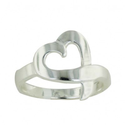 Sterling Silver Ring Heart Plain Silver--E-Coat