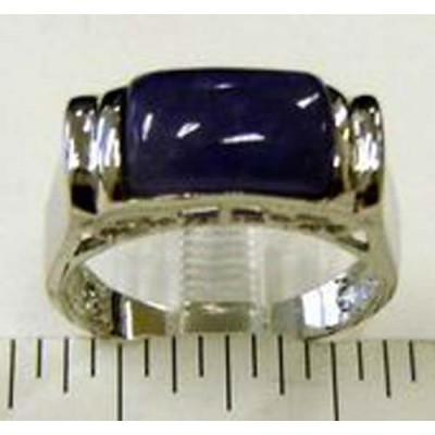 Sterling Silver Ring Retangle Inlay Purple Jade