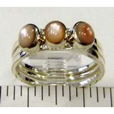Sterling Silver Ring Stack 3 Pcs Oval Mpk Pink