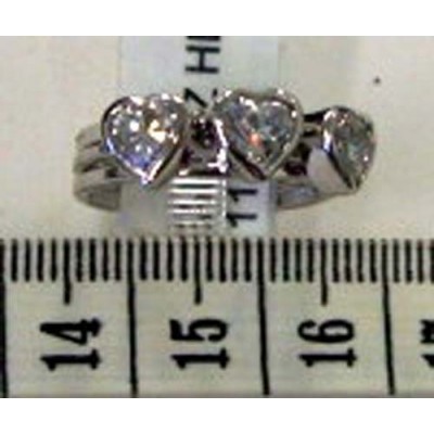 Sterling Silver Ring Clear Cubic Zirconia Heart 3 Stack