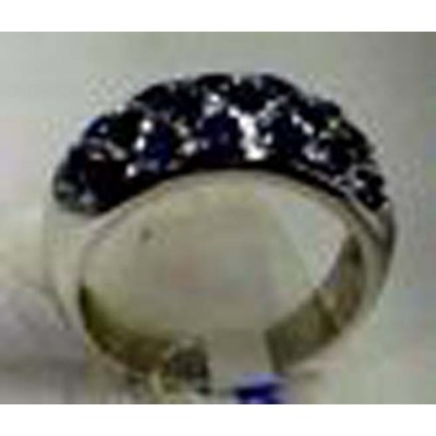 Sterling Silver Ring Plain Sapphire Rounded Clear Cubic Zirconia