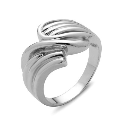 Sterling Silver Ring Plain 1/2 Line 1/2 Wave