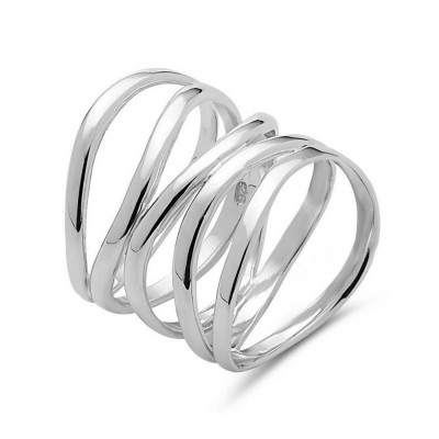 STERLING SILVER RING PLAIN SQUEEZ 5 LINES **RH PLATING