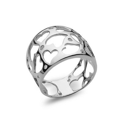 Sterling Silver Ring Multicolor Open Heart Cut-E-Coat