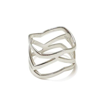Sterling Silver Ring Plain Wavy Line Band