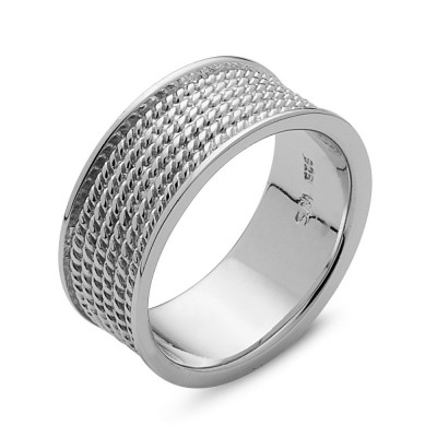 Sterling Silver Ring Fine Drop Band Rhodium Plating (Men'S Ring)